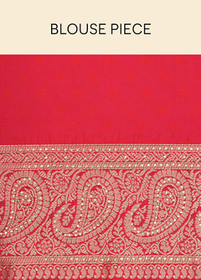 Ruby Pink Paisley Patterned Saree image number 5